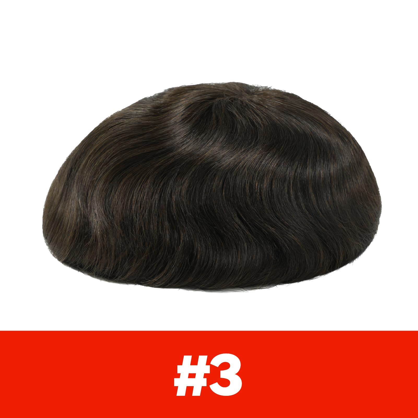 Lordhair Toupee for Men with 100% European human hair 8x10 inch Hairpiece for Men 0.03mm Ultra Thin Skin Hairsystem All V-looped Mens Toupee (Dark Light Brown #3) - Image 2