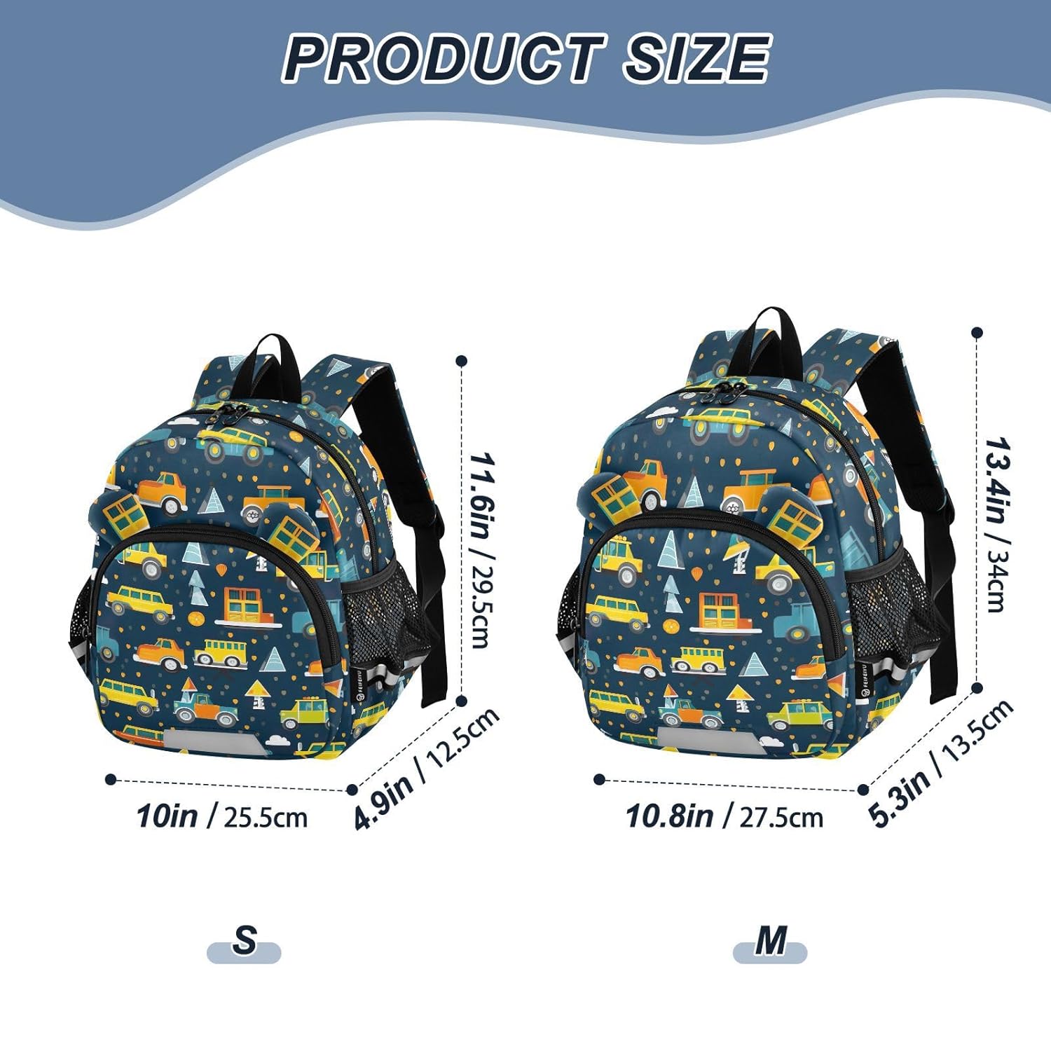 Cartoon Colorful Car Toddler Harness Backpack for Boys Girls 3-6 Years Kids Backpack with Anti Lost Safety Leash Baby Protection Backpack for Travel Walking Preschool