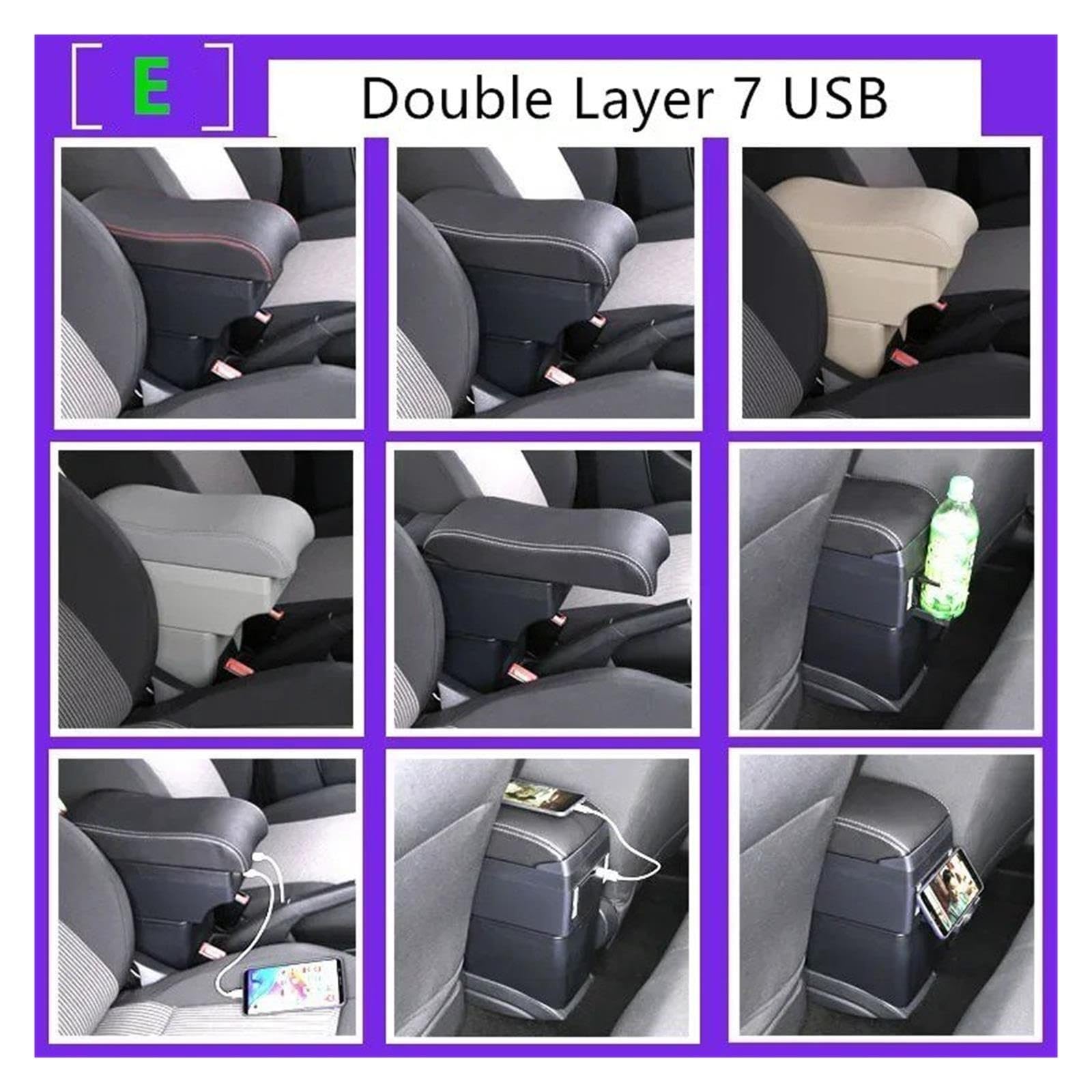 Para Peugeot 2008 208 2019-2024 Caja Reposabrazos Almacenamiento Coche