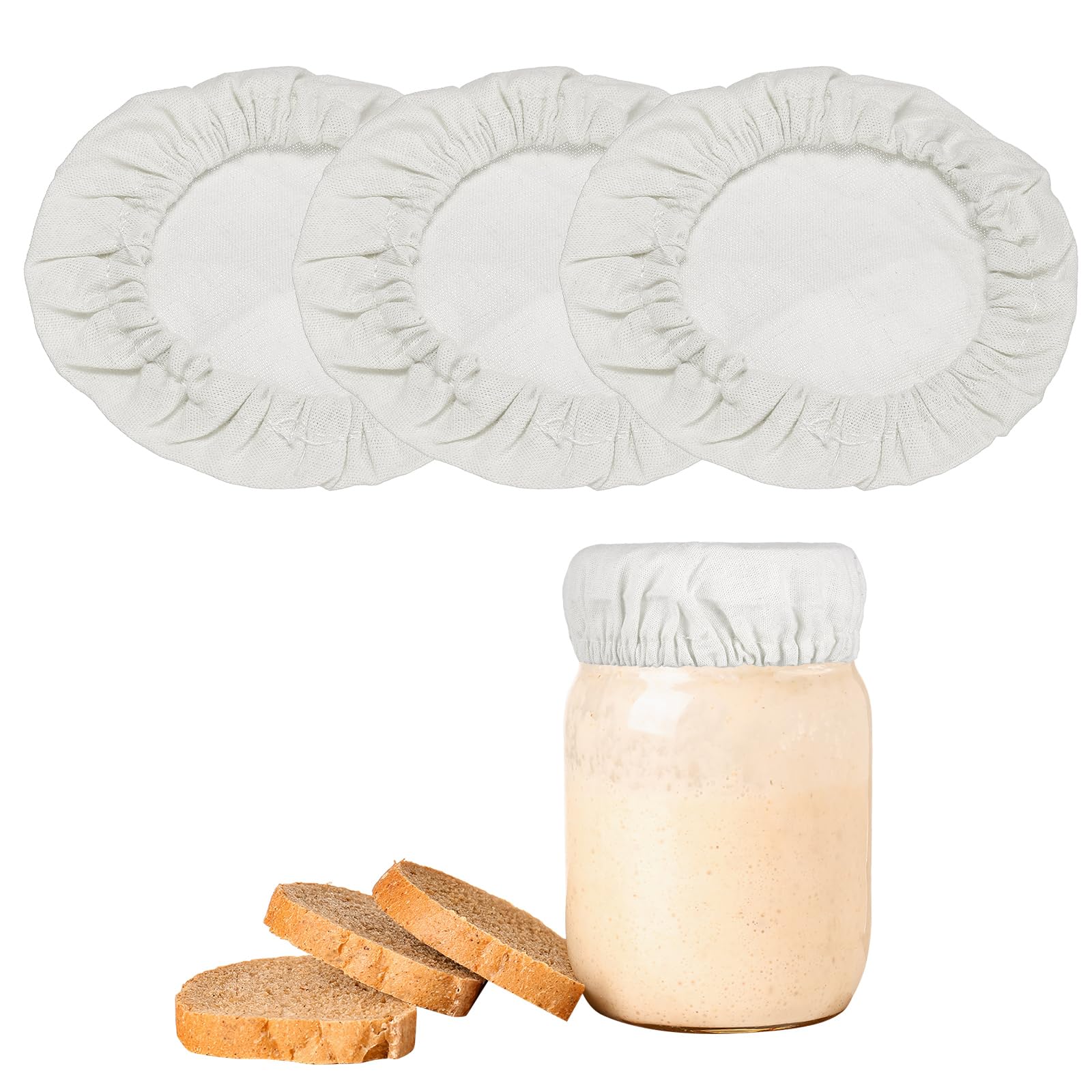 Fundas para tarros de masa madre transpirables tapas de tela blanca para boles de fermentación