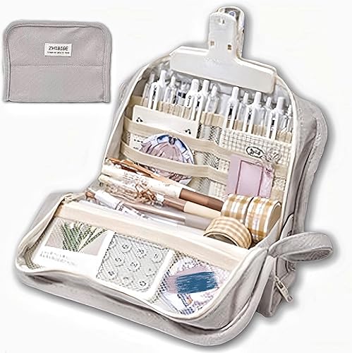 Estuche para lápices y bolígrafos de gran capacidad con 9 compartimentos, multiranura, bolsa organizadora duradera, mango de fácil agarre,