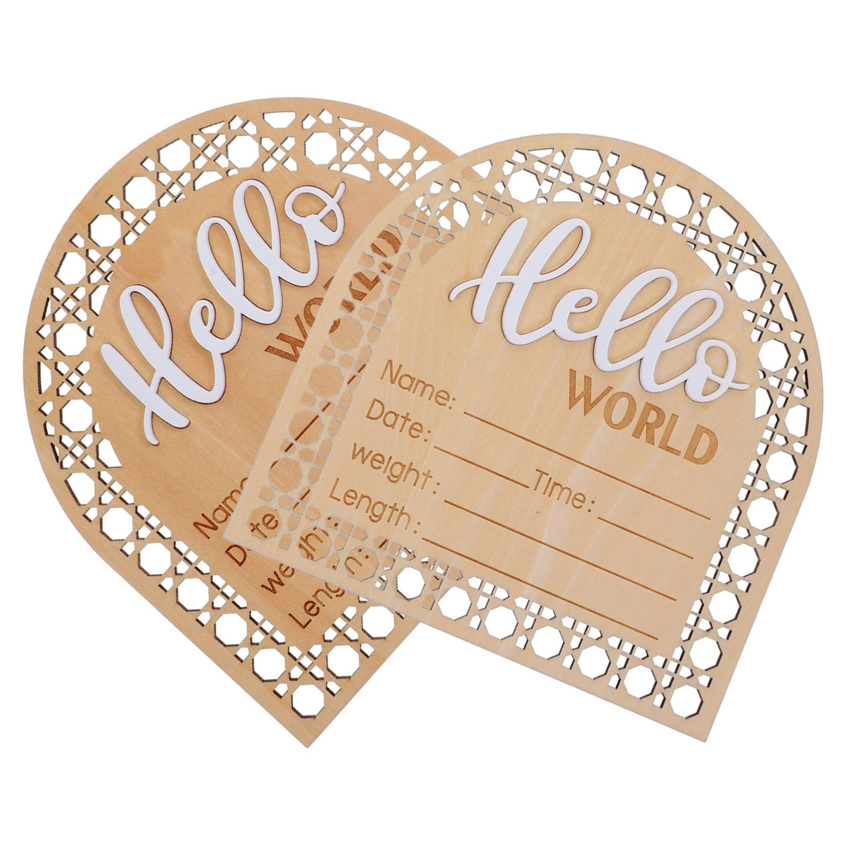 Totority Newborn Baby Name Sign Cards Arrival Sign 2pcs Wood Baby Name Announcement Board