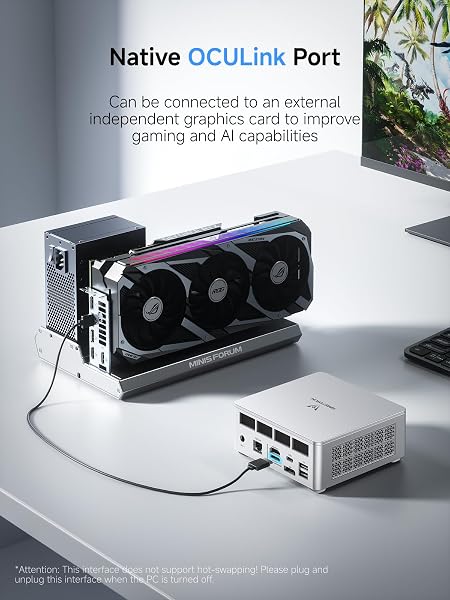MINIS FORUM Mini PC UM880 Plus avec AMD Ryzen 7 8845HS (8C/16T, jusqu'à 5,1 GHz), Mini Ordinateur Radeon 780M, 32Go DDR5, SSD PCIe 4.0 de 512Go, 5 Ports USB, Triple écran avec HDMI, DP et USB 4 - 4