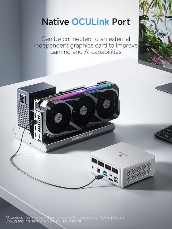 MINIS FORUM UM880 Plus Mini PC with AMD Ryzen 7 8845HS (8C/16T up to 5.1GHz) Mini Computer Radeon 780M Graphics 32GB DDR5 512GB PCIe4.0 SSD OCuLink 5x USB Port Triple Display with HDMI + DP + USB4 Wifi6e