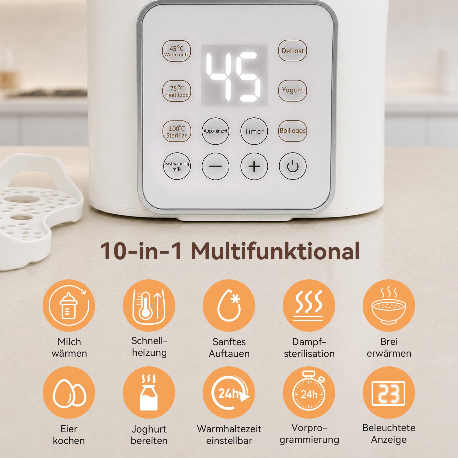 Calentador de leche 10 en 1 para 2 biberones, 200 W