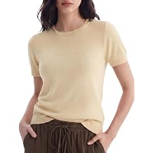 Womens Wool Blend Lightweight Short Sleeve Sweater Crew Neck Pullover Business Summer Tops Grace in Motion Collection