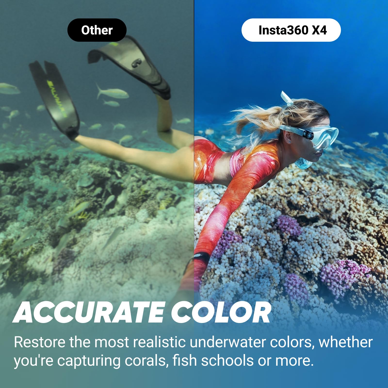 Insta360 X4 Pack Subacqueo Invisibile - Action Cam 360° 8K Impermeabile, Video Grandangolari in 4K, Selfie Stick Invisibile. Protezioni Lenti Rimovibili, Autonomia Batteria 135 min, Editing IA
