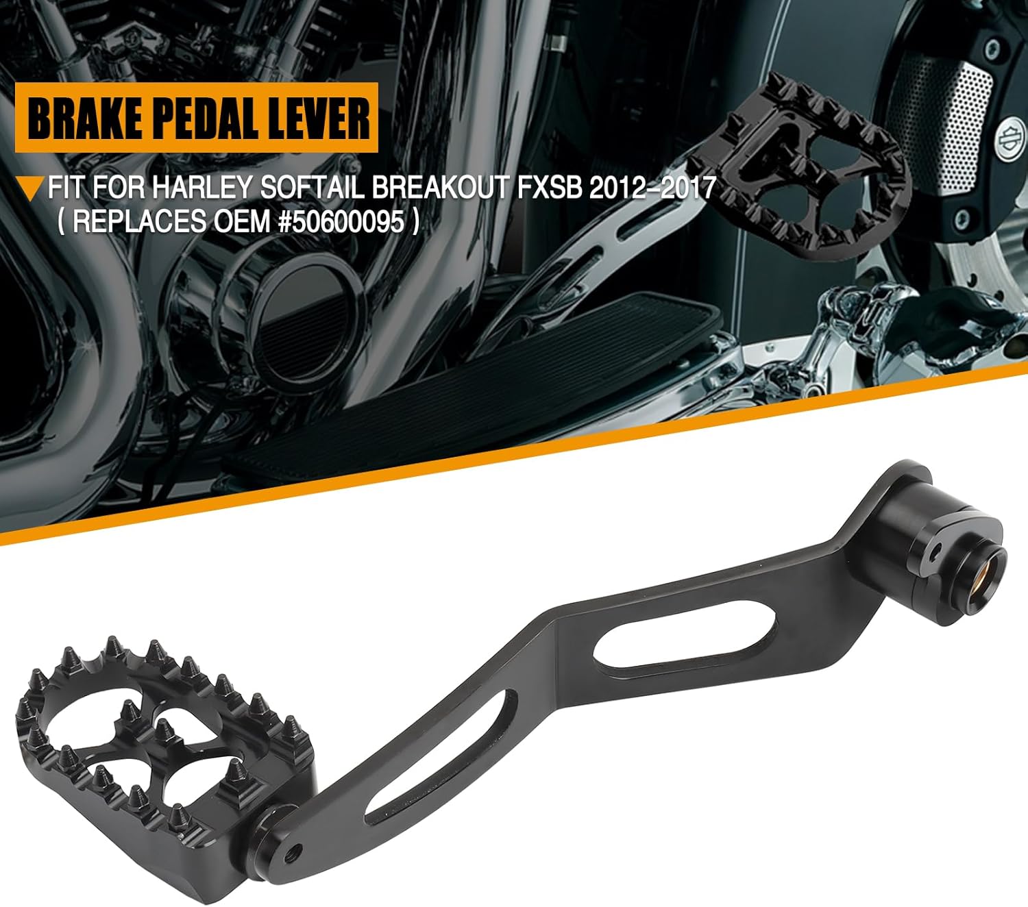 Motorcycle Brake Arm Pedal Lever MX Offroad Foot Control for Harley Softail Breakout FXSB 2012-2017 Replaces Part 50600095 (Black)