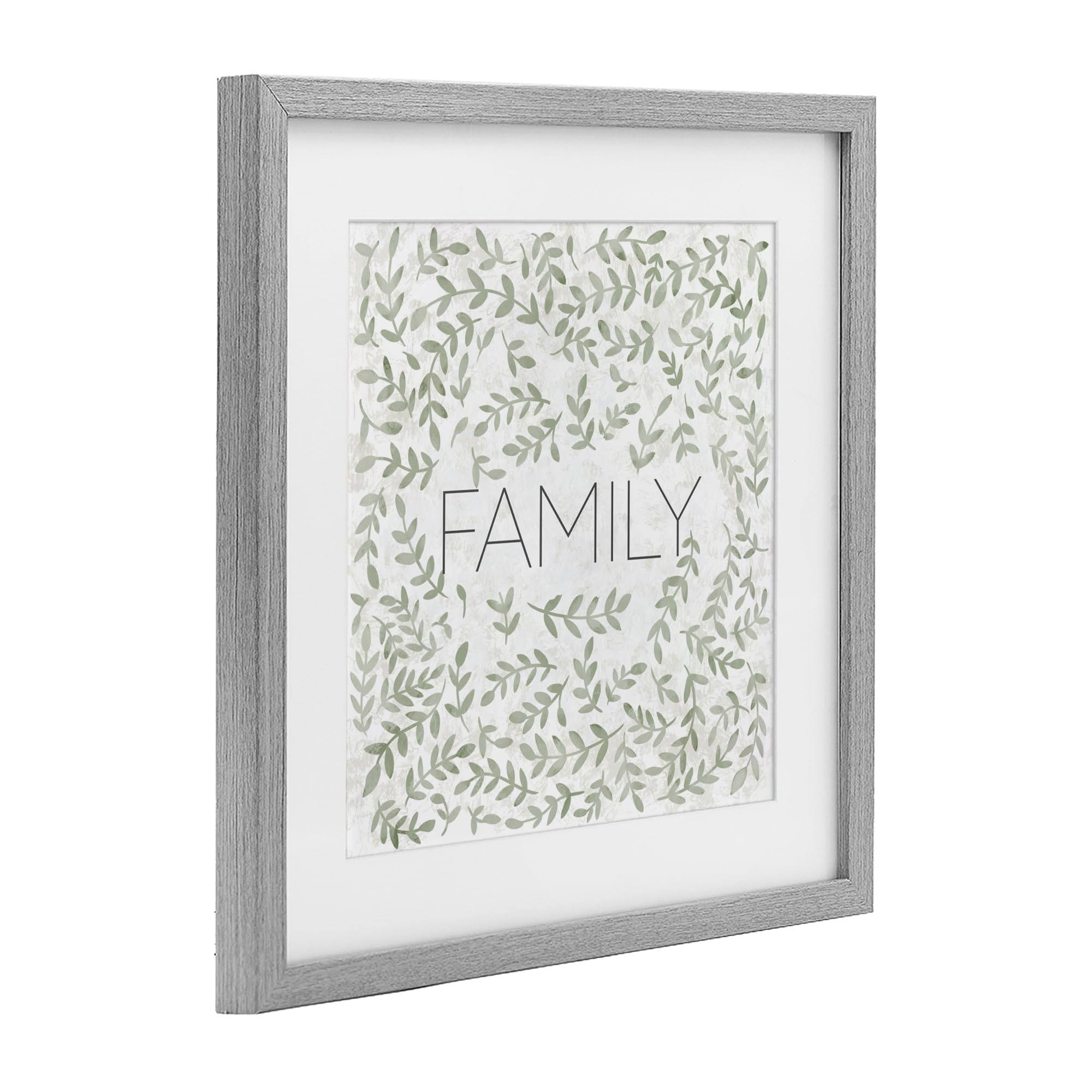 Stupell Industries SD Graphics Studio - Impresión enmarcada debajo del cristal, gris, 33 x 33 cm, fácil de colgar y resistente, fabricado en Estados Unidos, con texto en inglés "Curved Ivy Sprigs