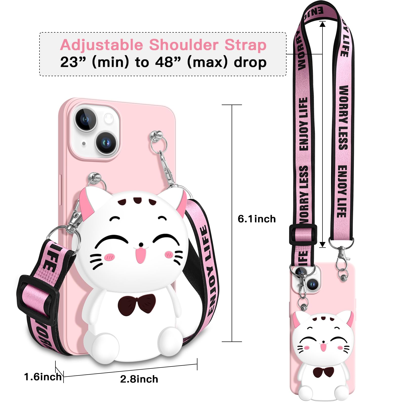 Amazon.co.jp: SGVAHY iPhone 13用ウォレットケース ストラップ付きかわいいiPhoneケース コインパース  ファニーフォンケース かわいいソフトシリコン 耐衝撃カバー iPhone 13ケース 女性 女の子用 (キャット ピンク) : 家電＆カメラ  SGVAHY iPhone 13用ウォレットケース ...
