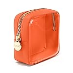 Embla London Makeup Bag Cosmetic Case, Clear Zipper Make Up Pouch and Toiletry Travel Tote, Cute Skincare Pouches for Women Girls, Preppy Purse Cosmetic Organizer, Mini Makeup Bags, Peach