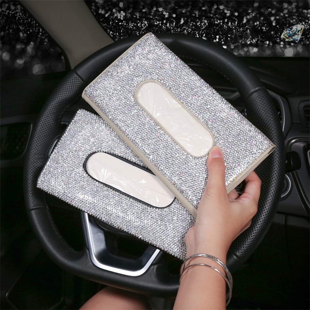 Auto Taschentuchbox Mit Glitzer – PU-Leder, Für Sonnenblende, Rücksitz Oder Tür