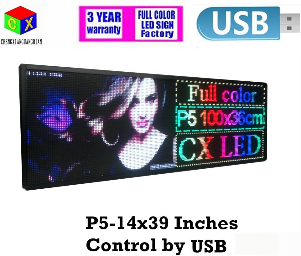 P4 Desktop Scrolling Display RGB Color RGB Full Color Indoor LED Sign Support Scrolling Text Image LED Advertising Screen Display Programmable Led Sign(420x 100 x 20mm)