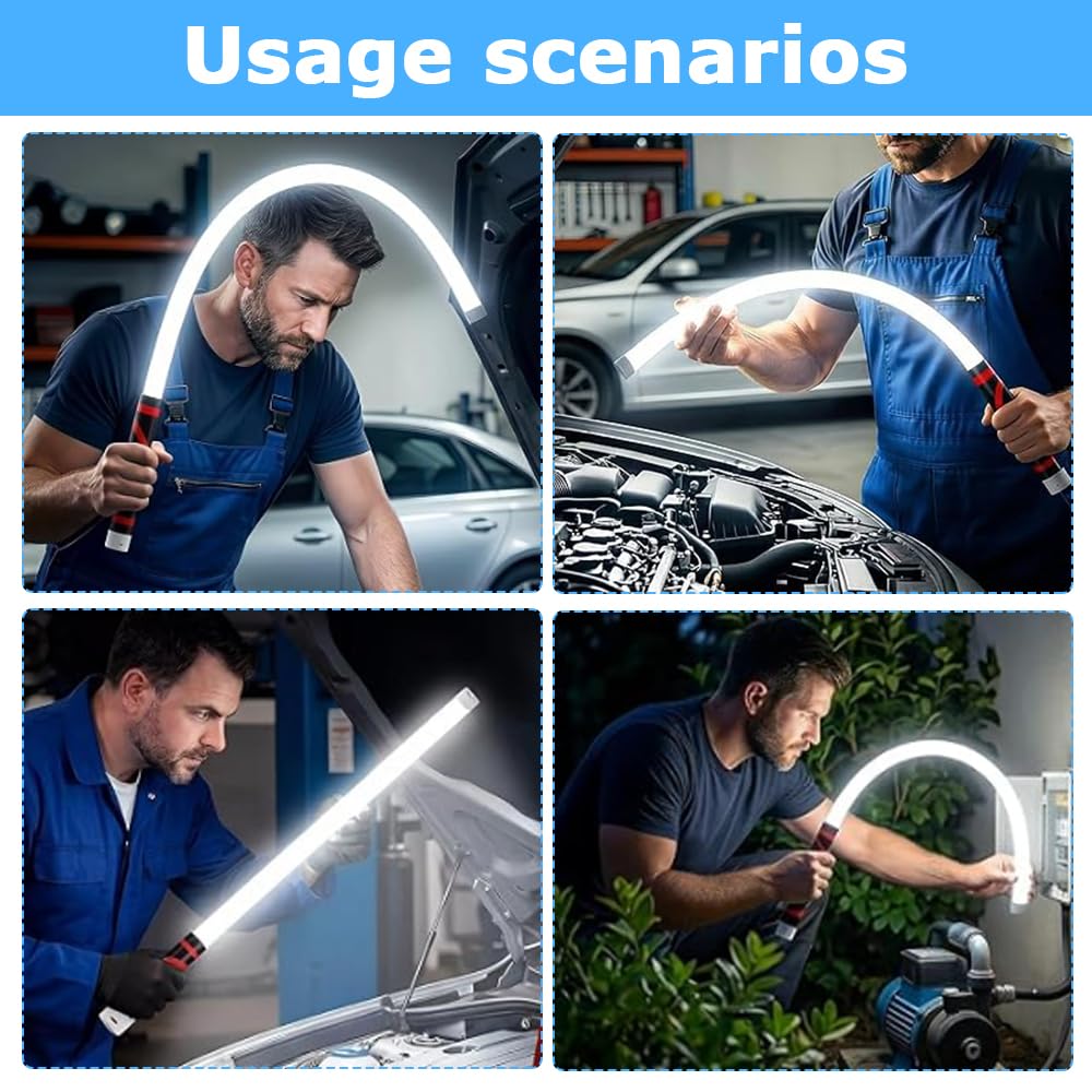 Wand LED Flessibile Ricaricabile Luce, Torcia Elettrica Pieghevole a LED Con 3 Modalità Di Illuminazione, Torcia a LED Flessibile E Portatile, Torcia a LED Flessibile per Riparazioni Auto