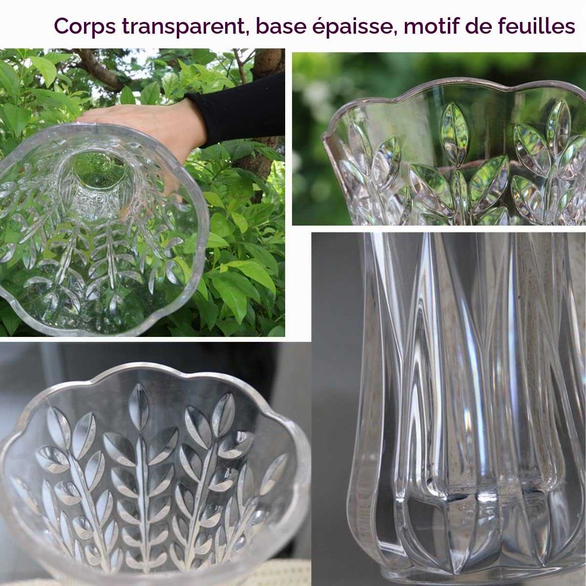 Grand Vase à Fleurs 30,5 cm - Plastique Incassable Comme Verre et Cristal - Rose pour Décoration Maison, Bureau, Mariage