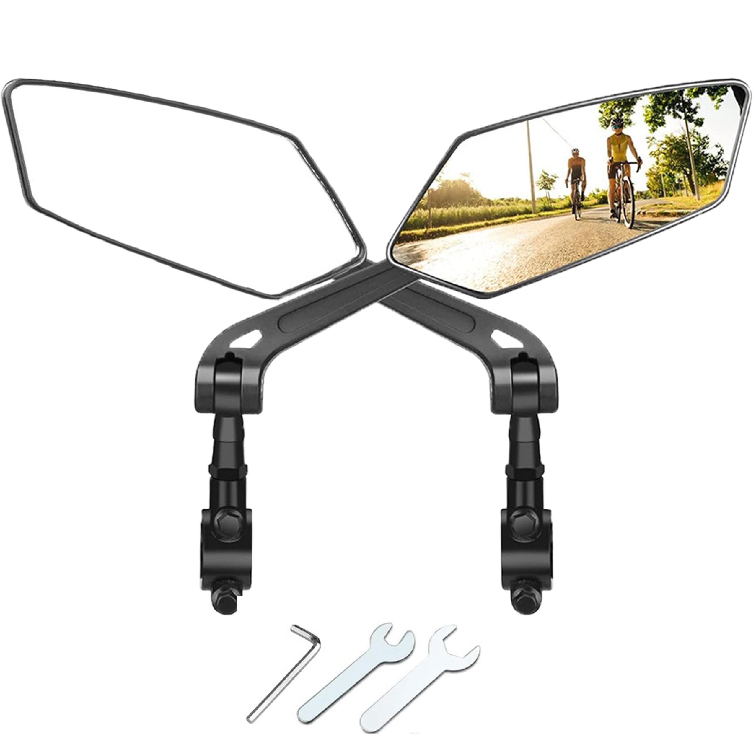Photo 1 of 1 Pair Adjustable Handlebar Bike Mirror, Shatterproof HD Glass Lens, Universal Fit Rearview Bicycle Mirrors, 360° Rotatable, Compatible with Mountain Bikes, E-bikes, Road Bikes