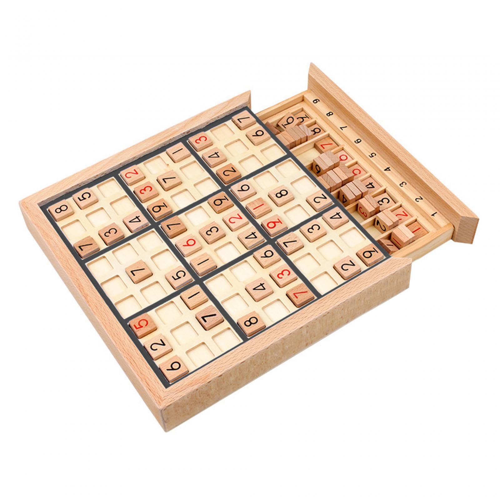 Tavola Sudoku in Legno, Giocattolo, Puzzle, Set di Giochi di Apprendimento Portatile per Bambini, Regalo di Natale, Nero