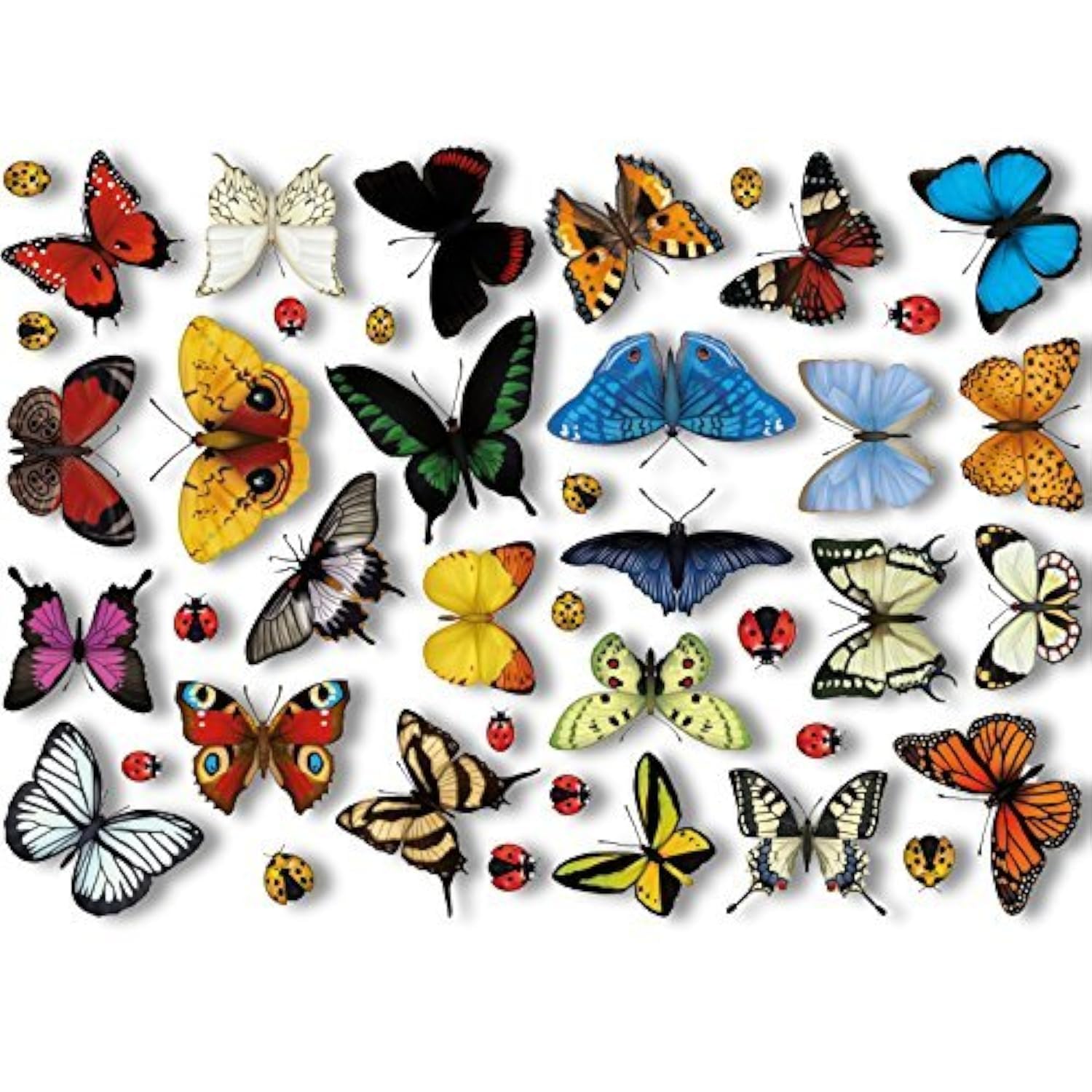 Articlings 25 Realistic Butterflies & 17 Ladybird Window Clings Non-adhesive Stickers Quickly Decorate and Brighten your Windows