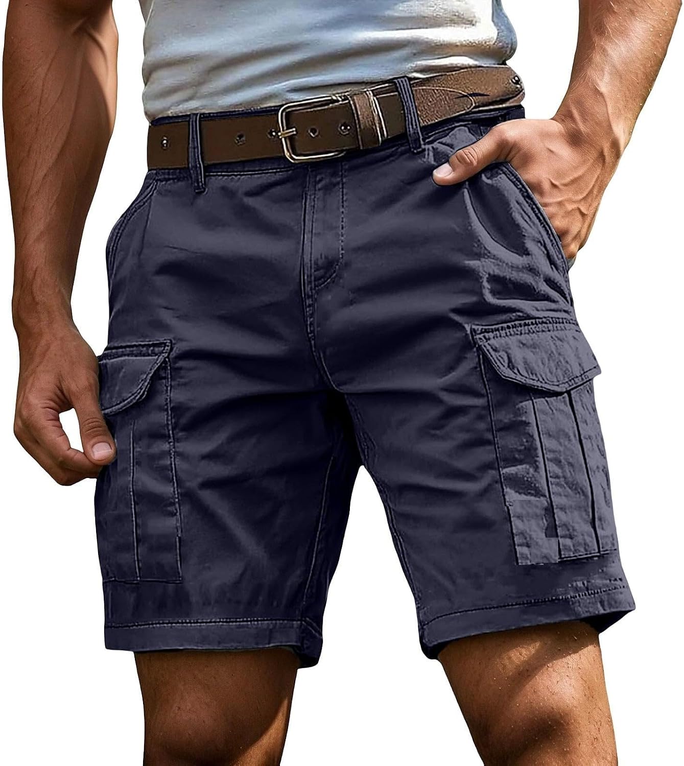 Men’s 7 Inch Inseam Cargo Shorts – Elastic Waist Baggy Fit Summer Shorts for Hiking, Golf, Fishing & Outdoor Work