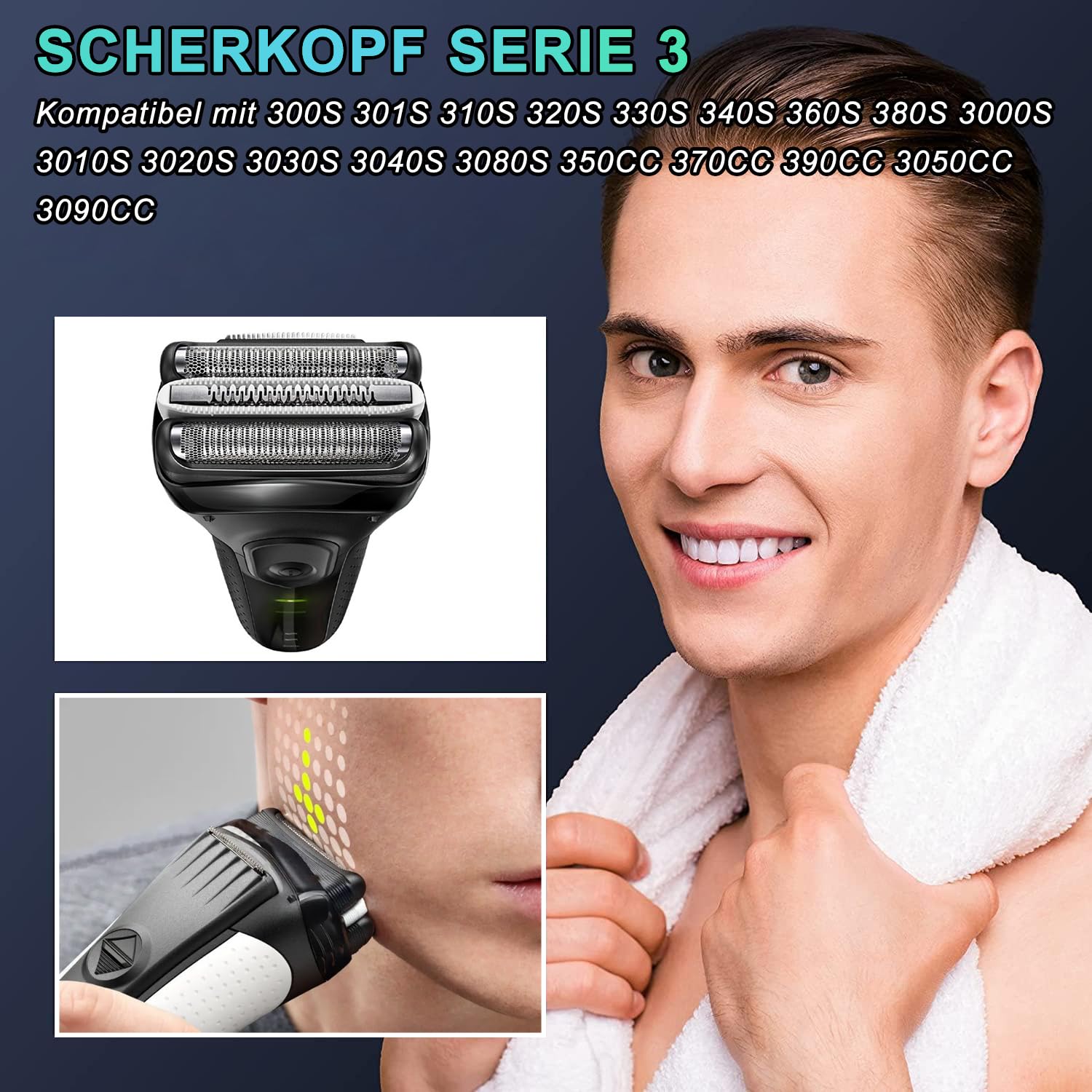 21B Testina Serie 3, Testina di Ricambio Per Series 3 testina rasoio S3 Rasoio Elettrico Uomo, Compatibile Con I Rasoi Series 3 300S 301S 310S 3020S 3030S 3040S 3080S 3050CC 3090CC