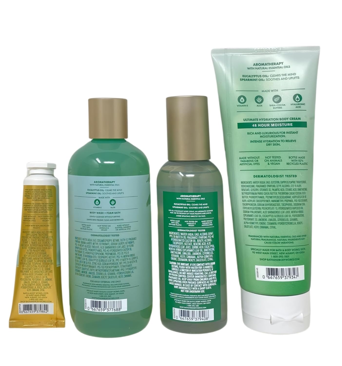 Bath & Body Works Aromatherapy Stress Relief Eucalyptus Spearmint Gift Set - Body Cream, Body Wash & Foam Bath, Essential Oil Perfume Mist and Hand Cream - with a Fresh Forest Bar Soap