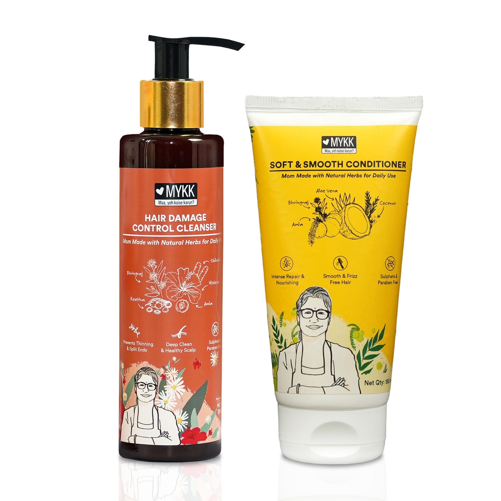 MYKK MAA, YEH KAISE KARUN Hair Damage Control Cleanser Shampoo (200ML) + Soft & Smooth Conditioner (150ML) Combo Pack-image-20