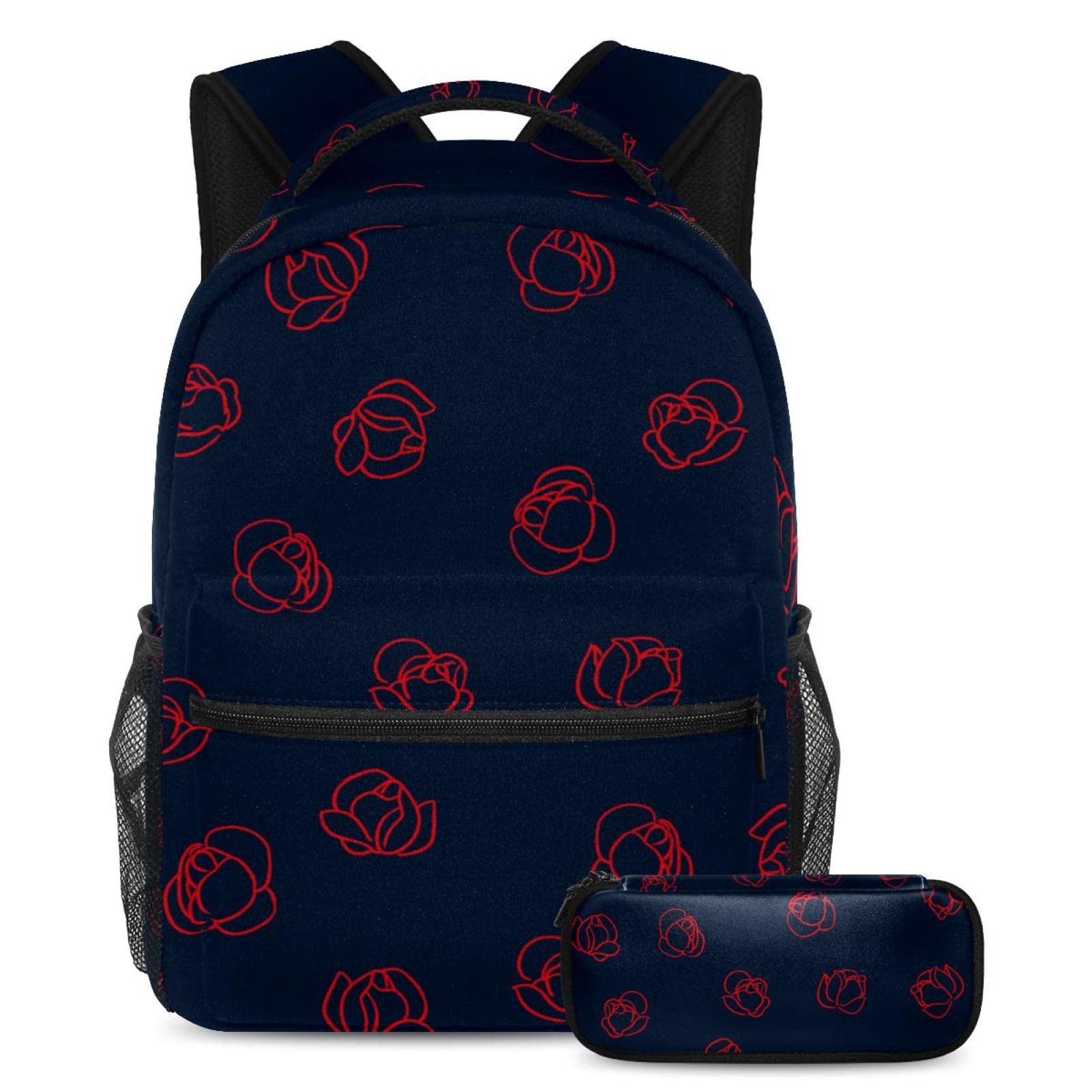 Sac à dos rose avec trousse robuste anti-déchirure pour élèves et ados - 7