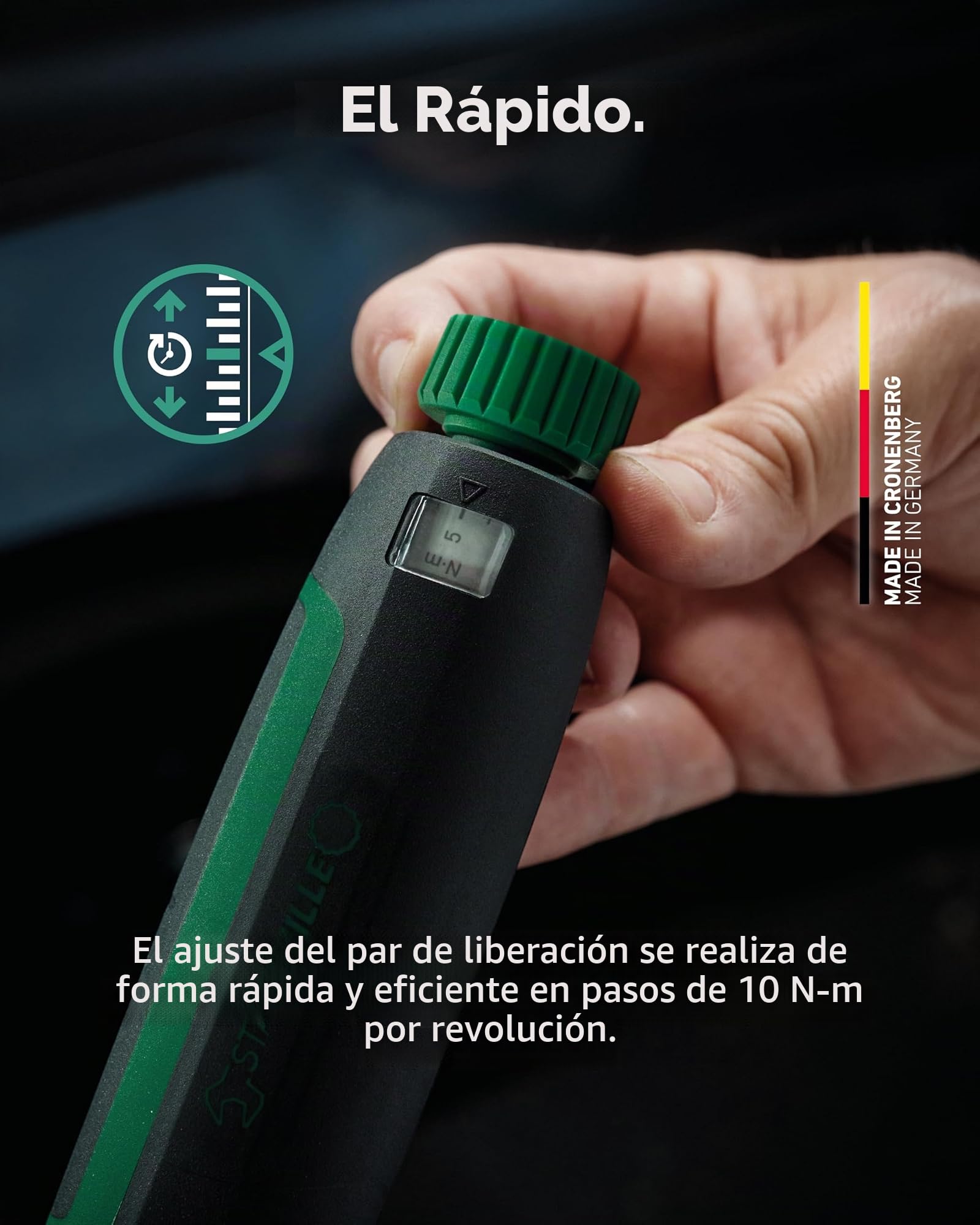 STAHLWILLE 750NR/200/3/1 - Juego de cambio de neumáticos para coche (5 piezas, con llave dinamométrica de 1/2", 40-200 N·m, llave de vaso 17, 19, 21 mm + extensión, fabricado en Alemania)