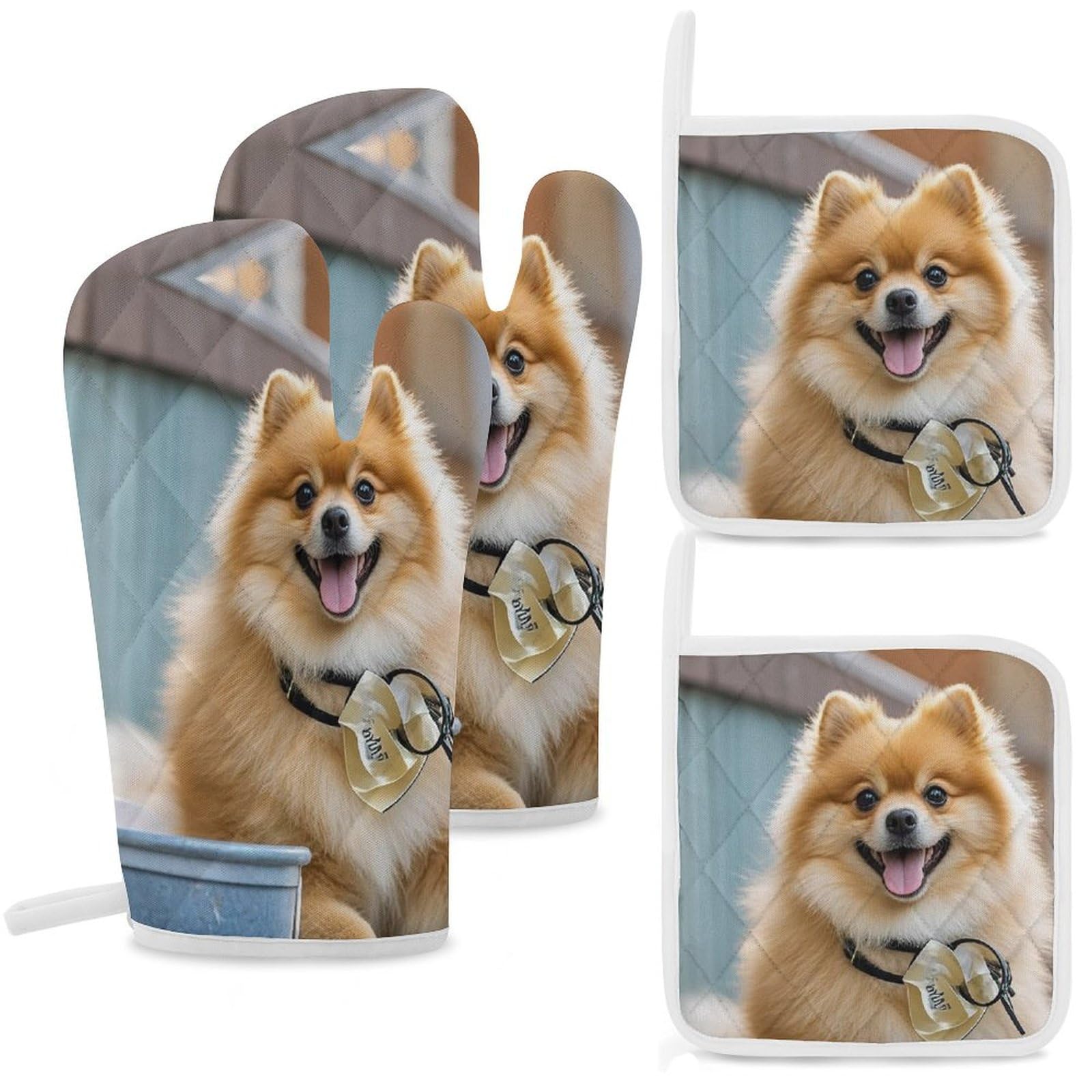 Gants de cuisine pour la cuisson et maniques imprimées chien