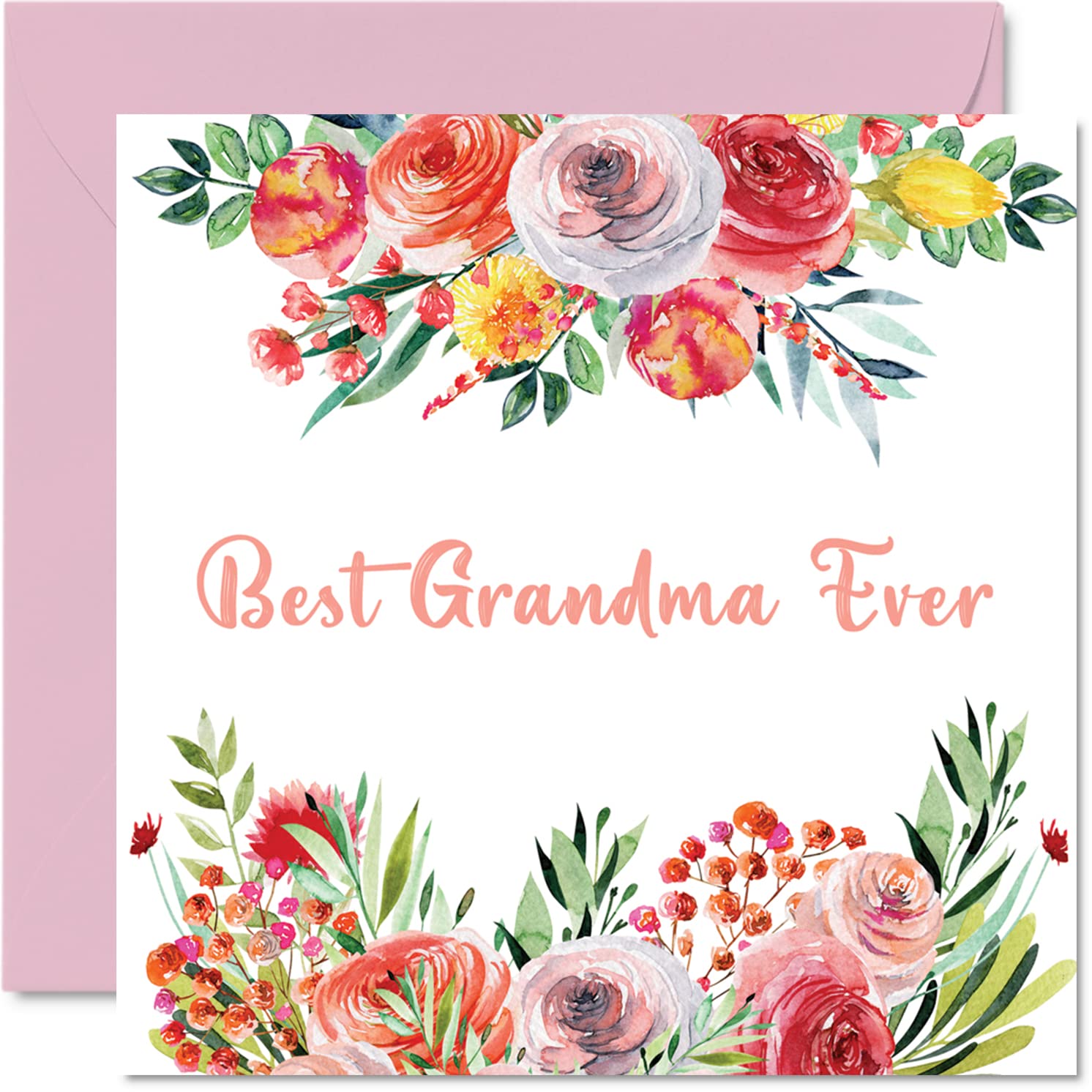 Birthday Cards for Grandma - Best Grandma Ever - Beautful Happy Birthday Card from Granddaughter Grandson, 145mm Mothers Day Greeting Cards Gran Granny