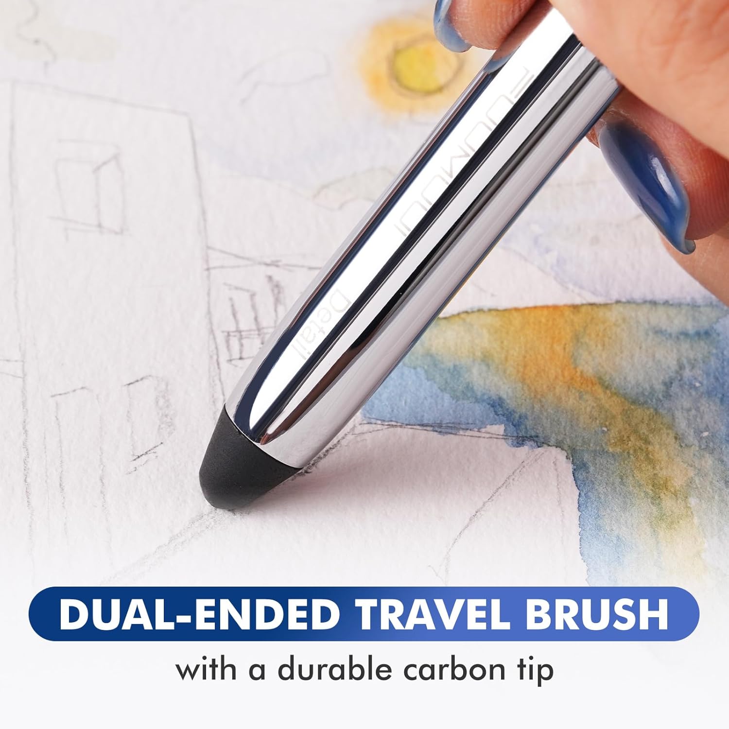 Fuumuui Travel Watercolor Palette Box, All-in-One Portable Watercolor Kit with 24 Empty Removable Half-pan Grids, Travel Brush, Watercolor Cup and Clip - Plein Air Set for Right Hand Artists