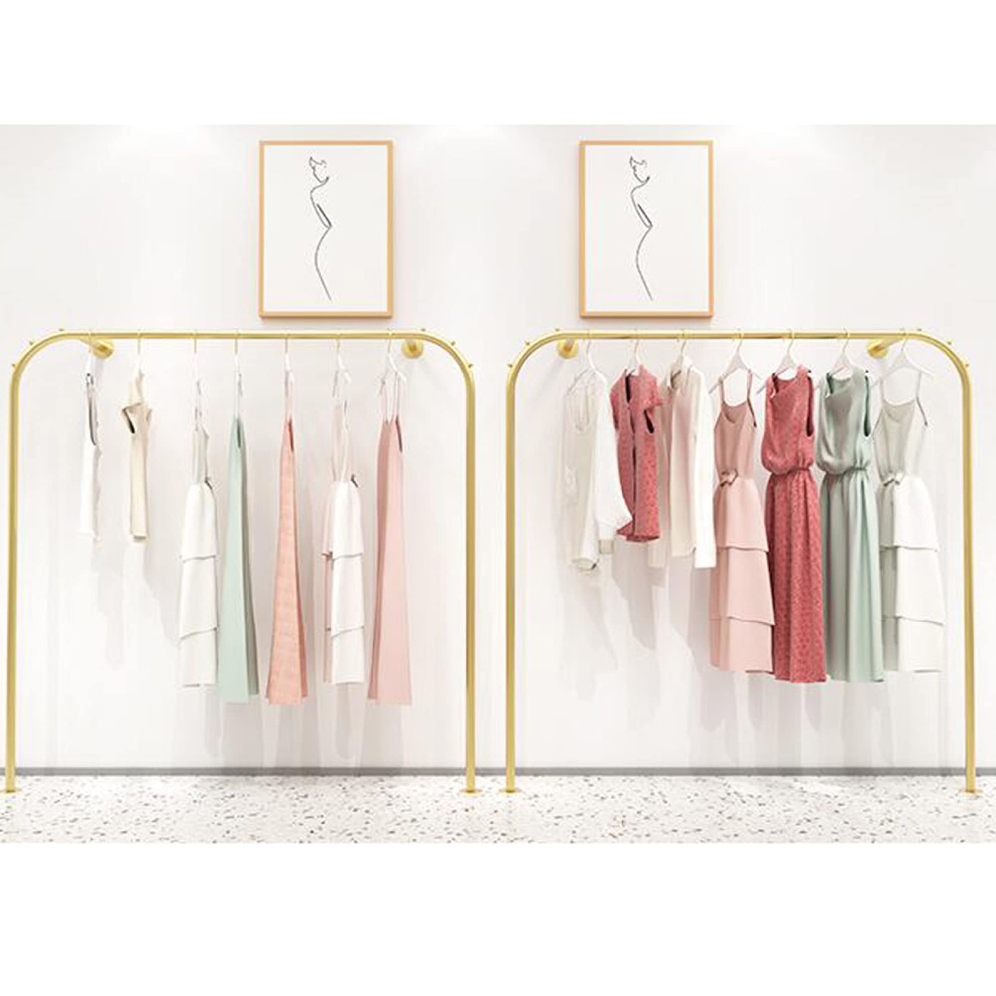Wandmontierte Kleiderstange, Metall-Heavy-Duty-Kleiderbügel, Garderobe für Damenbekleidung, Einzelhandelsdisplay, Kleiderständer