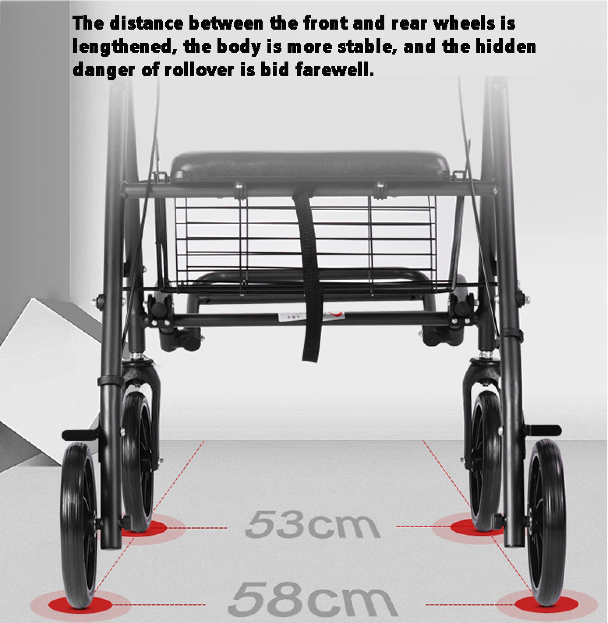 Andador con ruedas y silla de transporte 2 en 1 - Combo de silla de ruedas con andador plegable con asiento y reposapiés para personas mayores - Andador de 4 ruedas