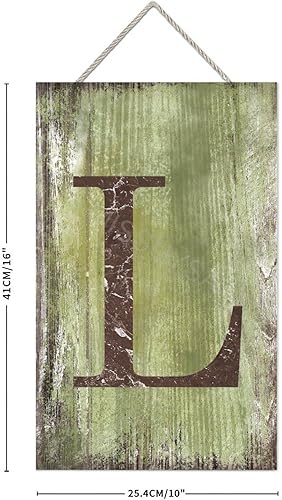 Vista 120 de Letrero colgante de madera con letra J, letrero de madera para decoración del hogar, 26 letras del alfabeto de metal, placa de madera, decoración