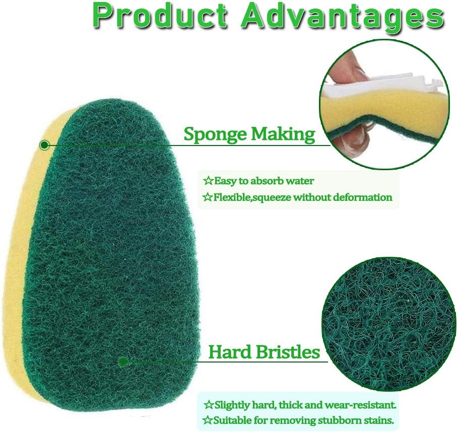 12 Packs Dish Wand Refills,SUPBEC Sponge Replacement Heads Brush, Dish Wand Sponge Refill for Kitchen Sink Pot Cleaning