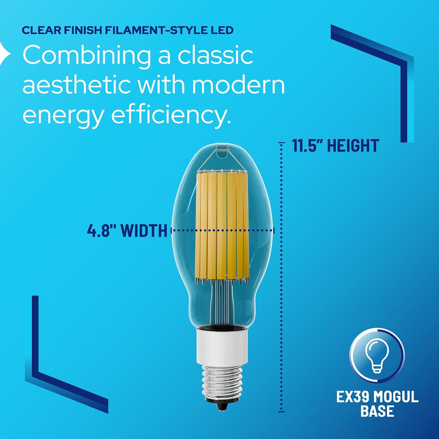 KASTLITE Vintage Filament Style LED Edison Bulb Retrofit, LED-8065M40 Dimmable 85W 15725LM 4000K 400W HID Equivalent Lamp - EX39 Mogul Base Clear Glass Incandescent Replacement Decorative Light Bulbs