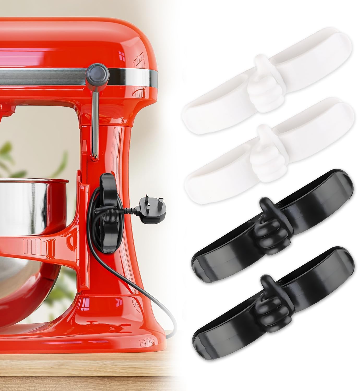 4PCS Cord Organizer for Appliances,Kitchen Appliance Cord Winder Cable Organizer,Cord Holder Cord Wrapper for Appliances Stick on Pressure Cooker,Mixer,Coffee Maker,Air Fryer