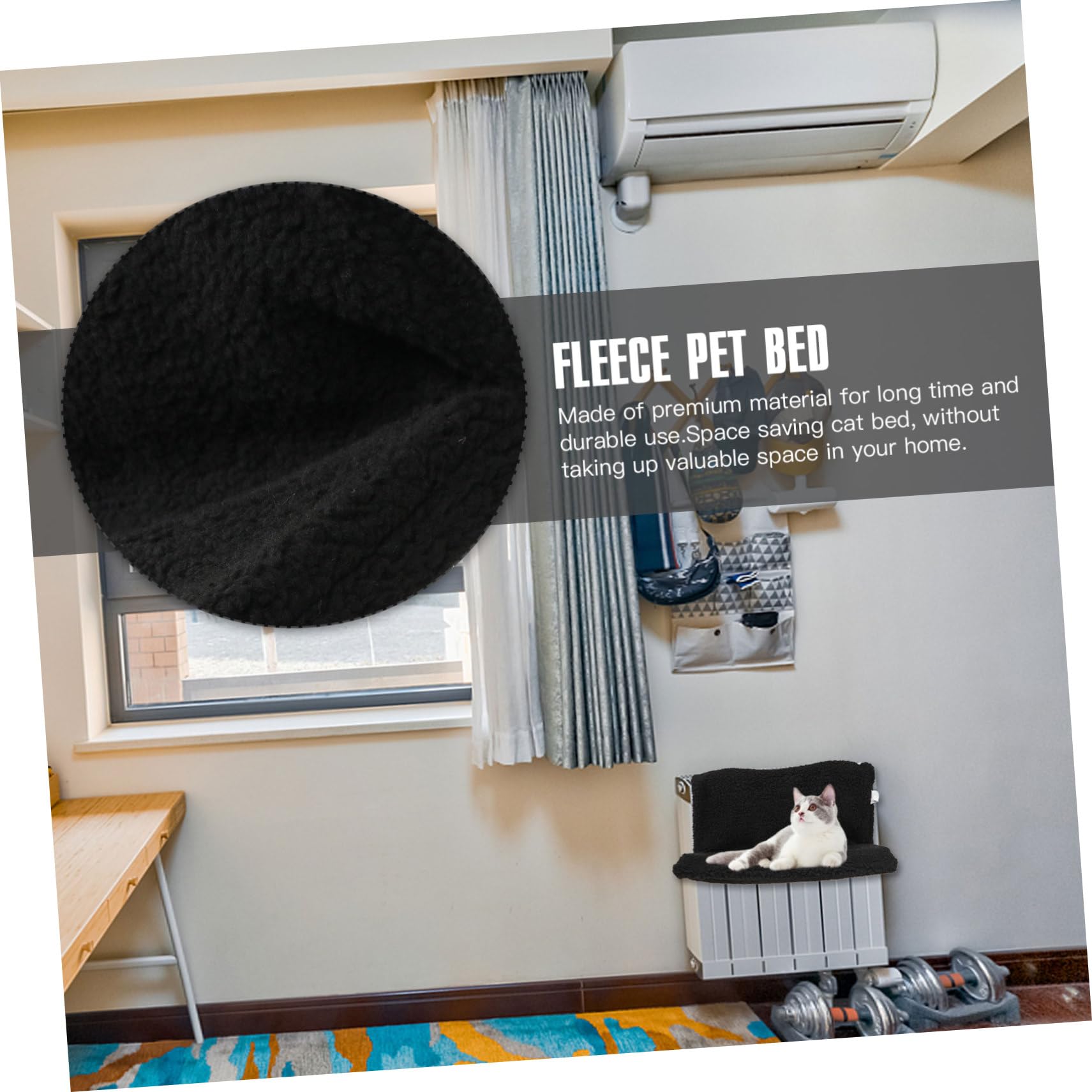 ERINGOGO Hamac pour Chat à Cadre en Fer, Lit Suspendu Noir pour Radiateur