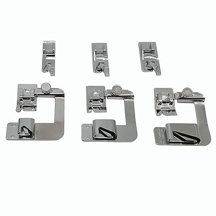 HONEYSE 6 Pcs Hemmer Foot kit 3Pcs Rolled Hem Presser Foot and 3Pcs Narrow Rolled Hem Hemmer Presser Foot for Brother Singer Janome Low Shank Sewing Machine Use Rolled Hem Presser Foot