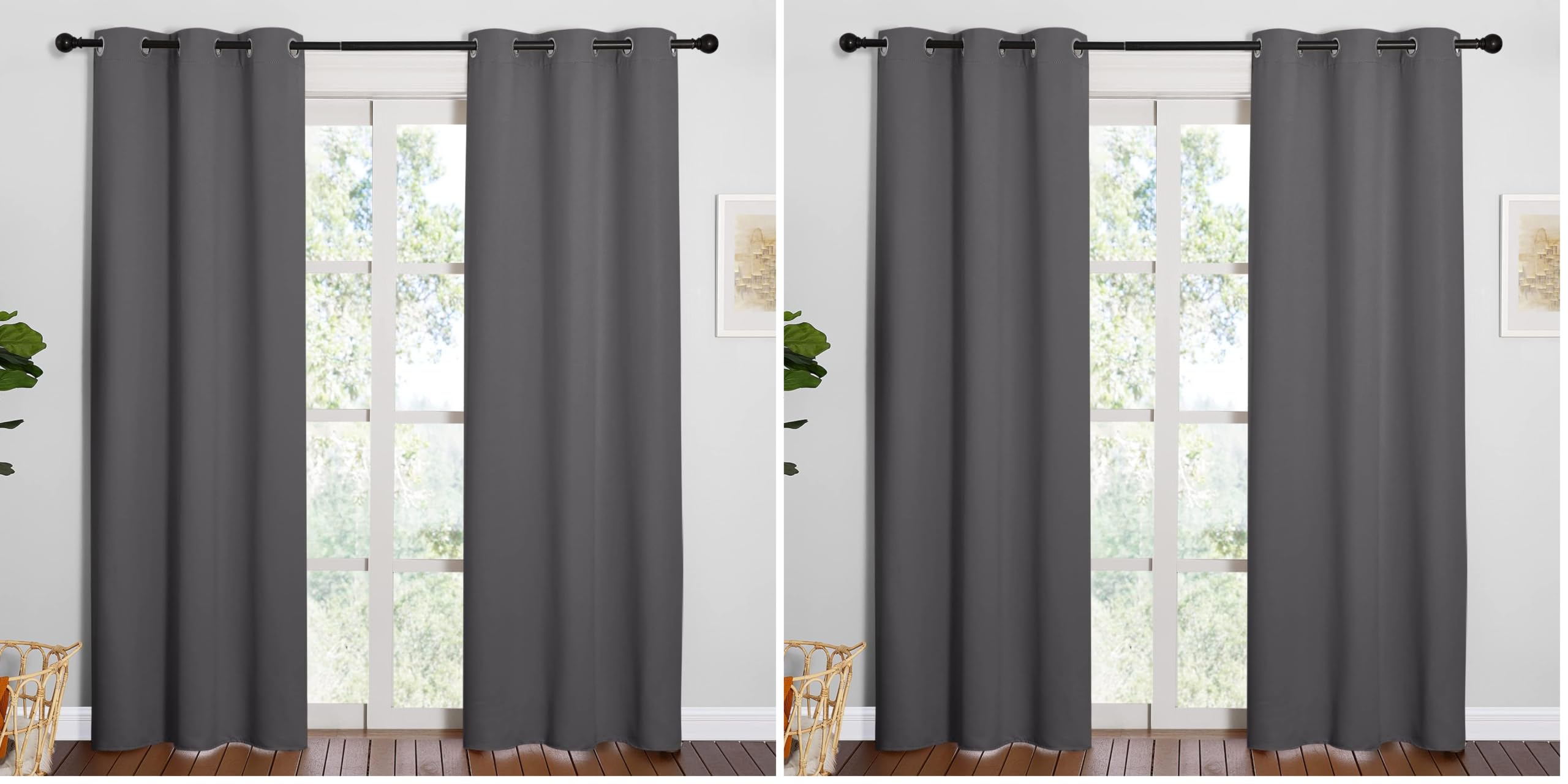 NICETOWN Noise Reducing Blackout Curtains 84" Long for Bedroom, Grey, 42" Wide, 2 Panels, Thermal Insulated Room Darkening Drapes for Home Family Decorations (Pack of 2)