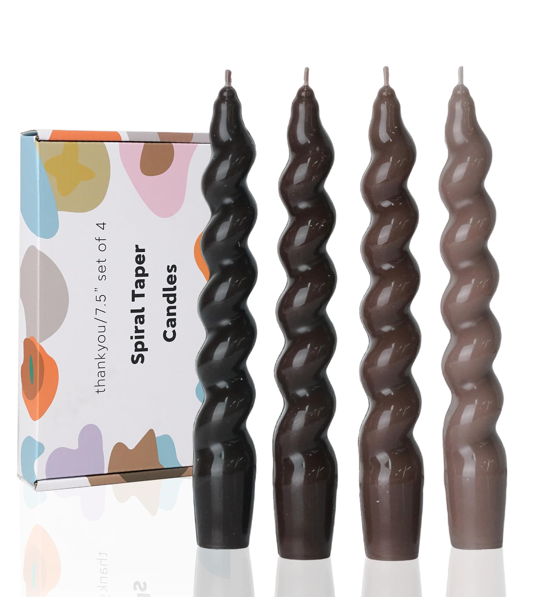 brown candlestick short taper candles twisted candlesticks for table decor housewarming gift idea-7.5inch,4pcs(gradient brown)