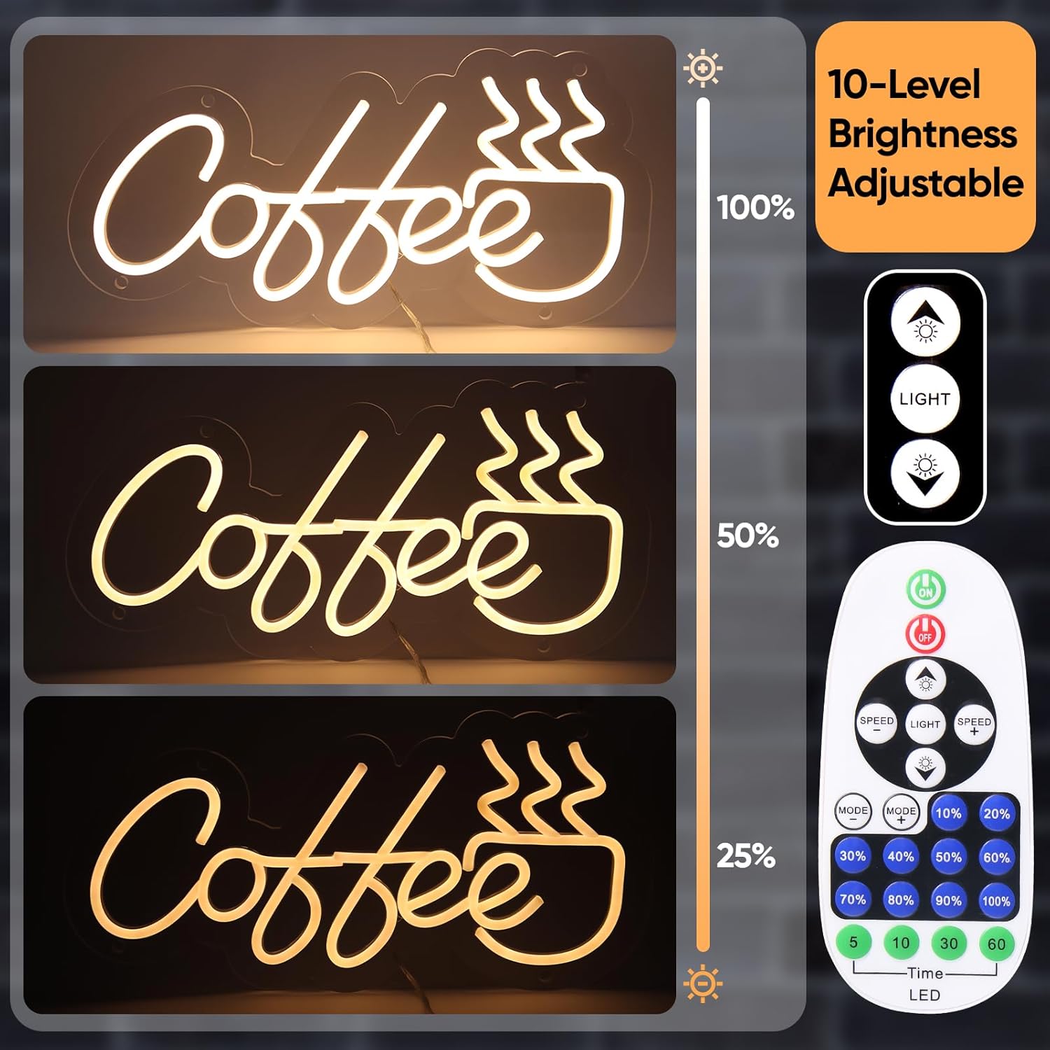Coffee Neon Signs, Led Lights Sign for Caffee Bar House Decor, Neon Light for Bistro Cafe Shop (16inch*7.9inch)