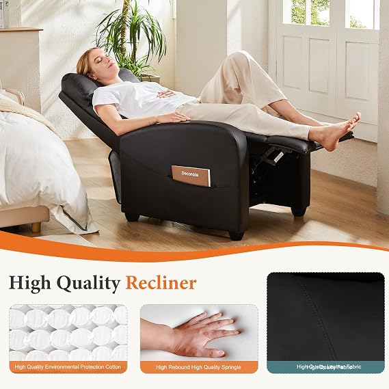 OLIXIS Recliner Chair, Reclining Sofa Chair with 3 Adjustable Angles