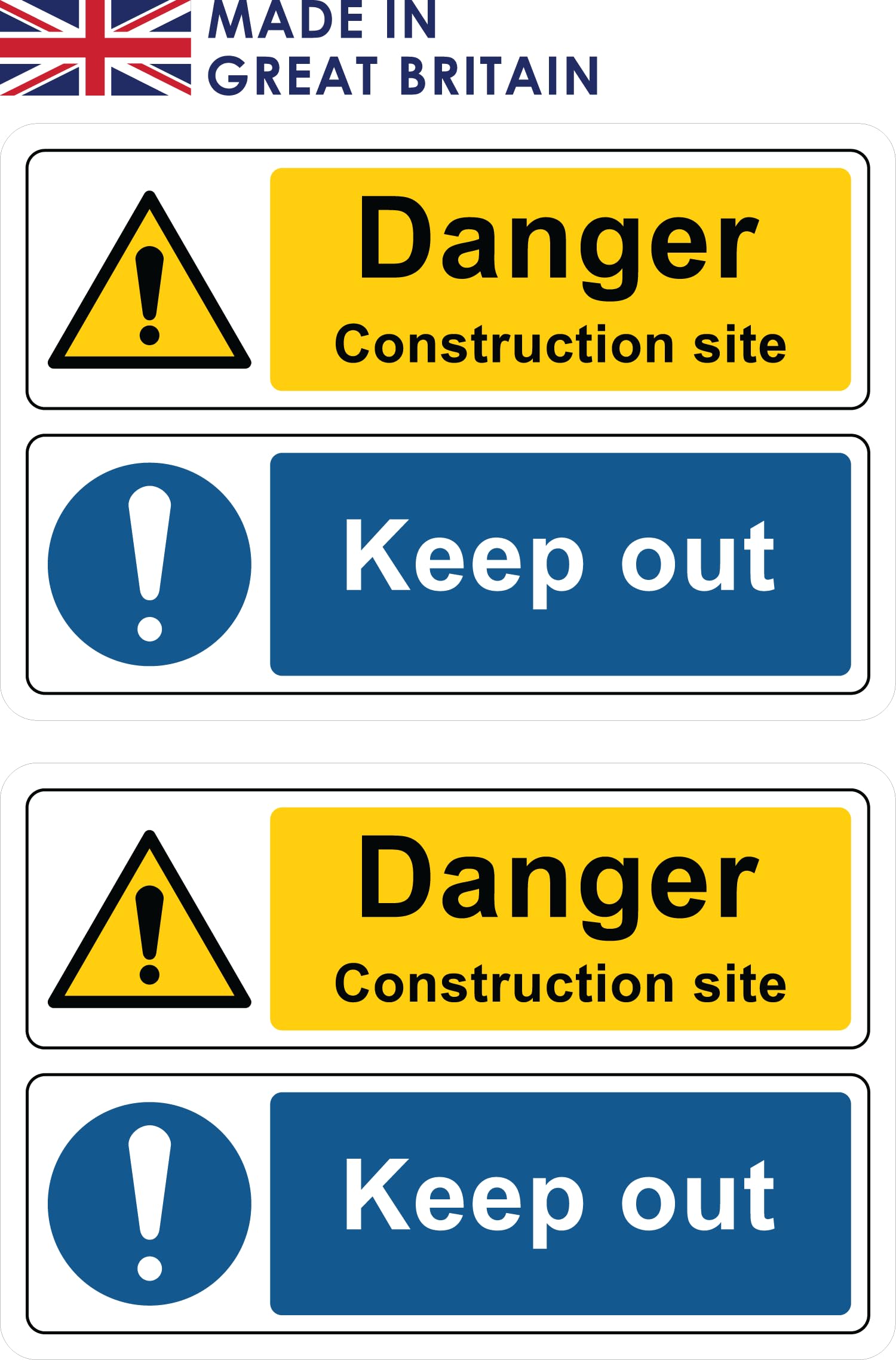The Signal RangeThe Signal Range Pack of 2 signs 300mm x 200mm x 3mm - Danger construction site Keep out (with brass eyelets)