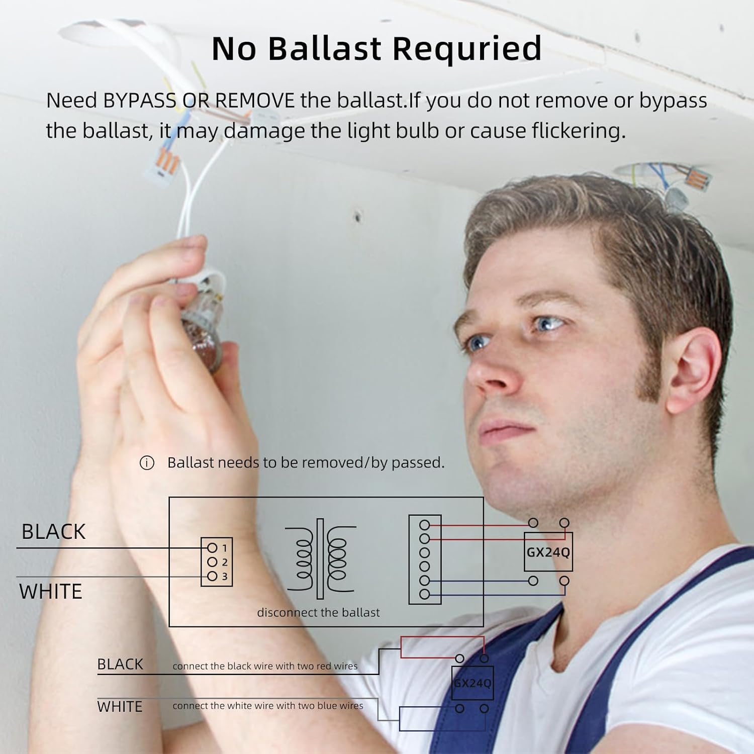 Gx24q to E26/E27 Socket Adapter, 10 Pack 4 Pin Light Bulb Adapter Gx24 to Medium Edison Bulb Base 4 Pin Gx24q CFL to E26 E27 Lamp Base Socket Converter Light Fixture Remove Bypass The Ballast