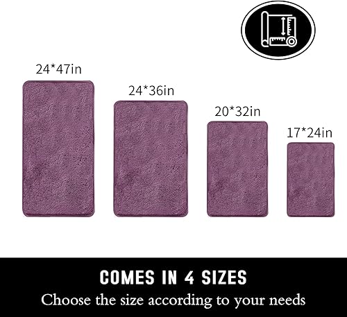 Miniatura 2 de Alfombra de baño de microfibra súper absorbente y suave, antideslizante, lavable a máquina, 16 x 24 pulgadas, color morado