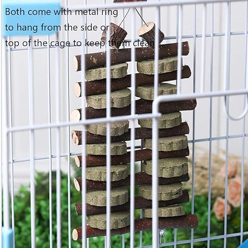 Miniatura 7 de Hamiledyi Juguete masticable de conejito para dientes, conejillo de indias natural orgánico con pastel de hierba para conejos, chinchillas, jerbos,