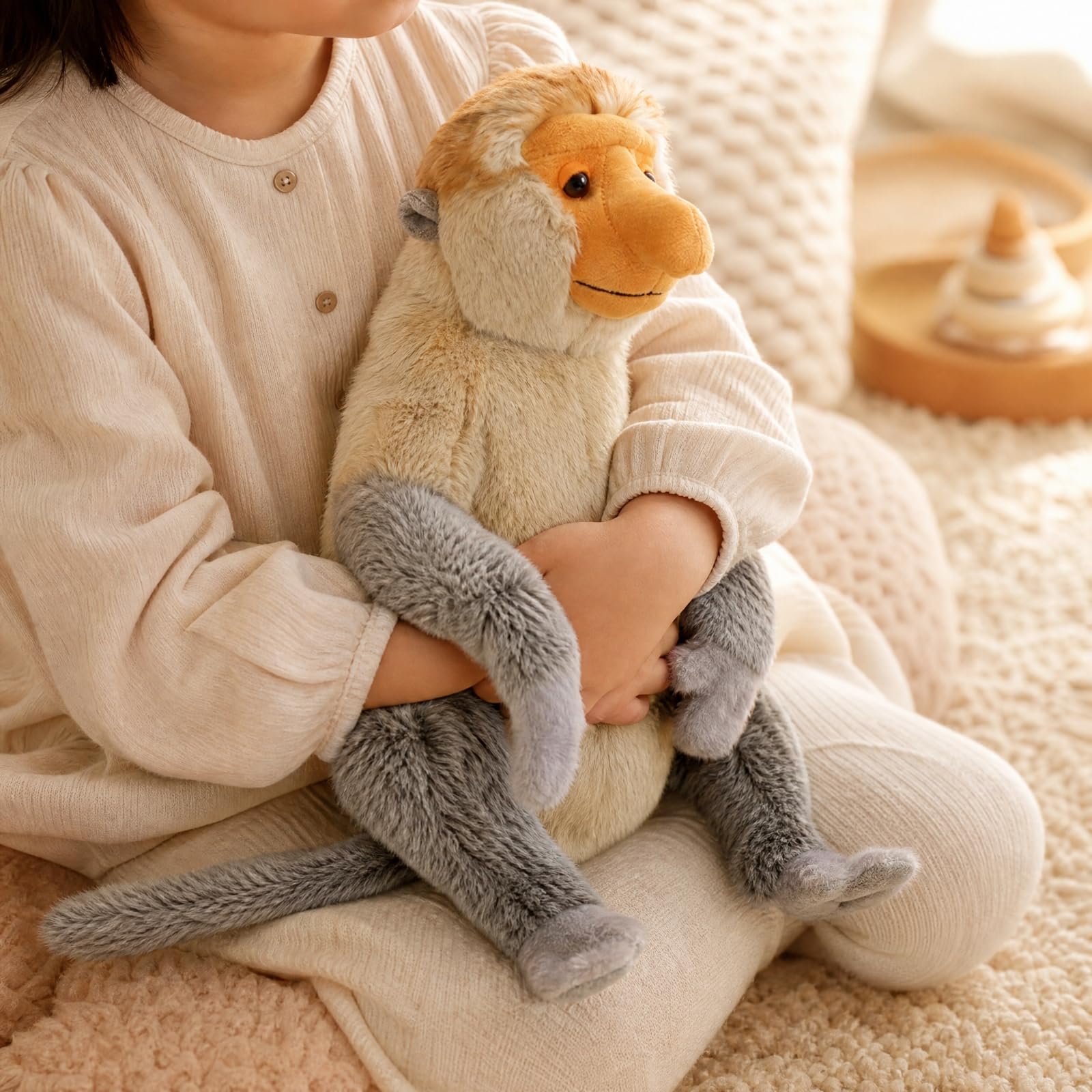 Peluche di Scimmia dal Lungo Resistente al Pilling Scimmia di Peluche con Coda Estesa per Camera da Gioco,