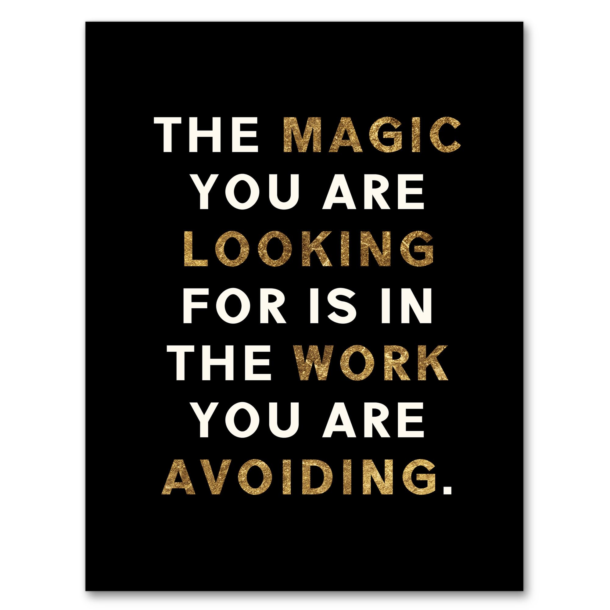 Artery8 Dipen Parmar Magic Black Gold Motivational Quote Living Room Artwork Framed Wall Art Print 18X24 Inch