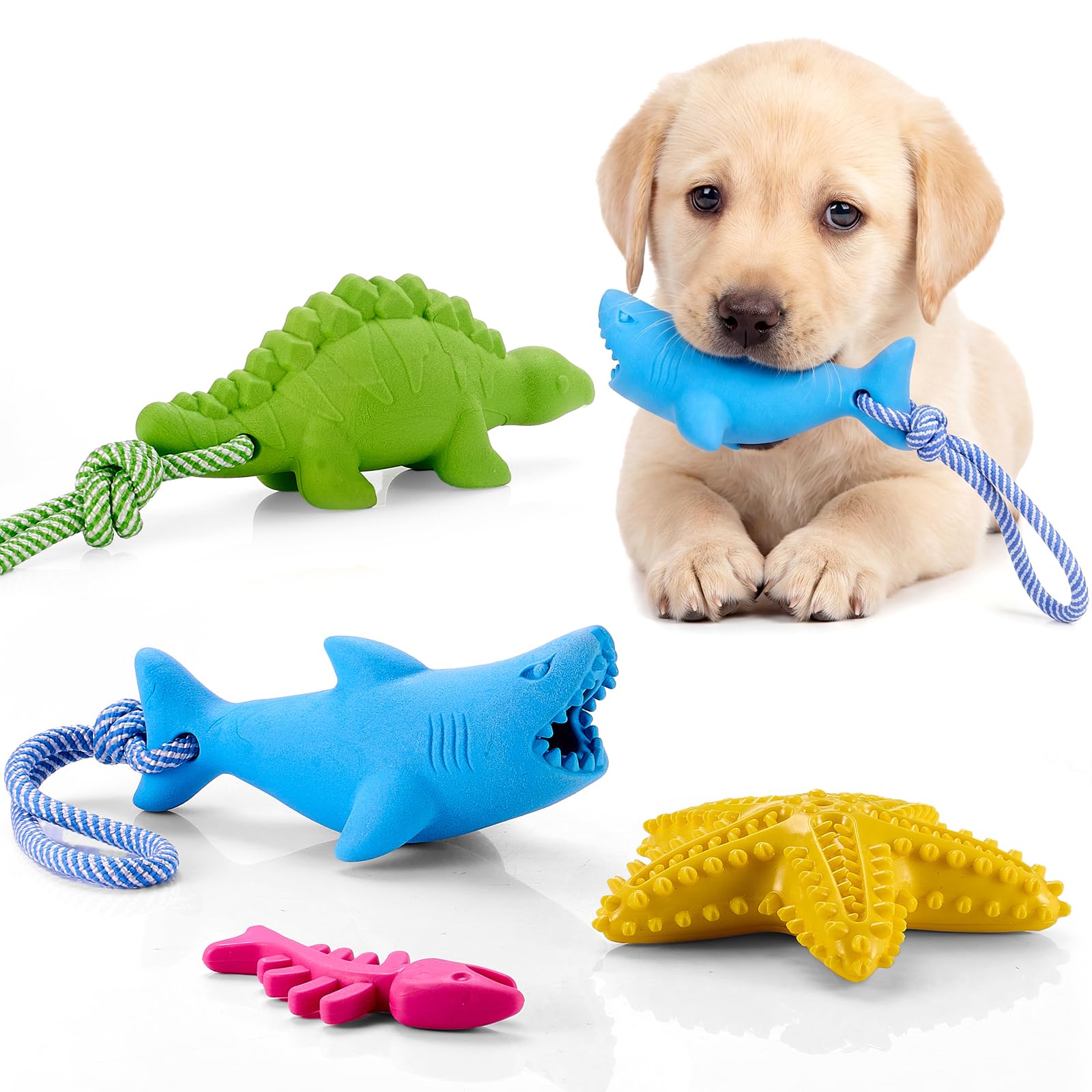 WinnerWhy Schwimmendes Hundespielzeug für kleine Hunde, Wasserschwimmspielzeug, Kauspielzeug für die Zahnreinigung, interaktives Kauspielzeug für kleine Hunde, 4 Stück